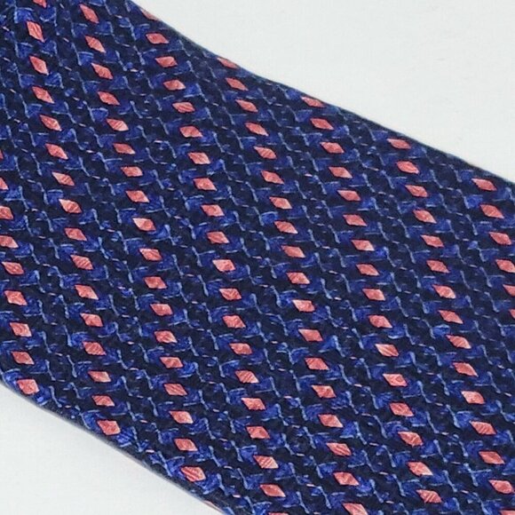 Geoffrey Beene Tie Blue Silk Necktie Pink Made USA 100% Imported Silk 58" x 4" - Picture 2 of 4
